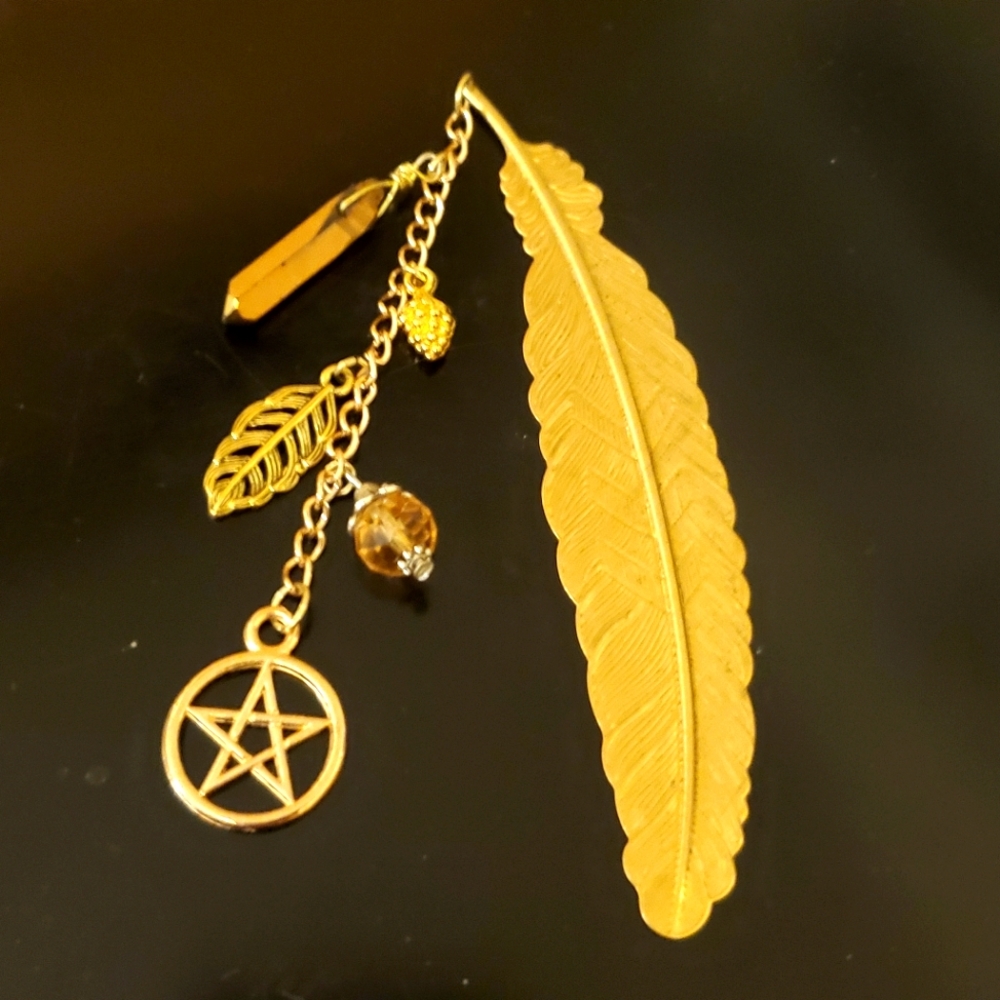 Gold Feather Metal Bookmark